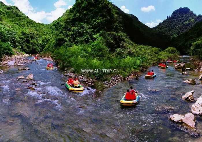 天津去广西百色旅游|靖西、德天瀑布、古龙山河漂流二日游|广西漂流价格